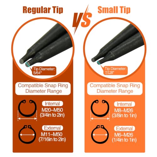 Image of 4pcs 7in Snap Ring Pliers, 5 /64in Tips | for Ring Remover Retaining and Remove Hoses, Gaskets