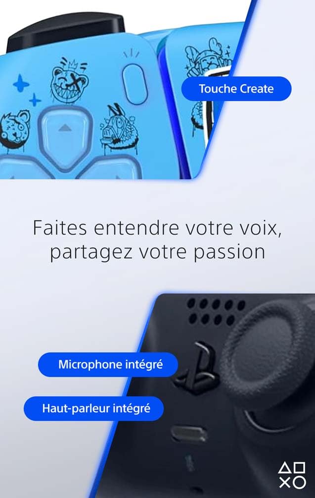 Sony, Manette PlayStation 5 officielle DualSense, Sans fil, Batterie rechargeable, Bluetooth, Compatible avec PS5, Édition : Fortnite