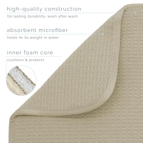 Image of S&T INC. Dish Drying Mat Jumbo, 18 inch x 30 inch, Absorbent Microfiber Kitchen Counter Mat, Dish Drying Pad for Dishes, Utensils, Pots and Pans, Jumbo, Pure Cashmere