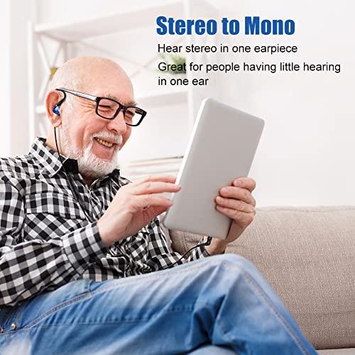 Joysico Stereo-To-Mono Single Earbud With Mic And Control, Wired One Ear Earphone Headset W Over Ear Hook & Case For Cell Phones Laptop thumb #1