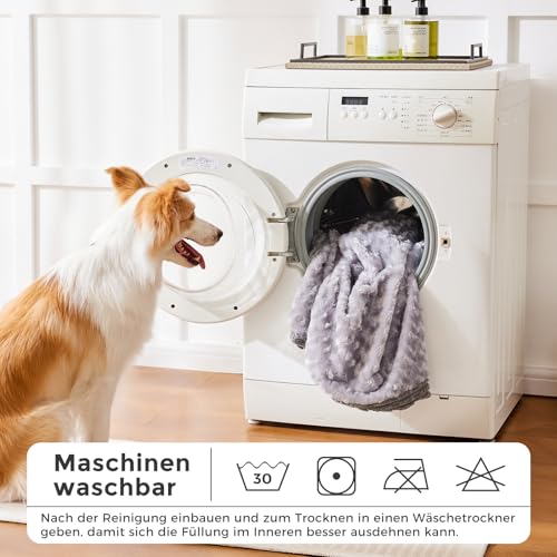 Heymamba Kleine Hundematte - Orthopädische Funktion Waschbar Hundebett, Beruhigende Hundematratze mit Rutschfester Unterseite, Warmes Kissen für Haustiere, Grau, 60x45x12cm