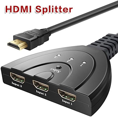 HDMI Switcher 3 Ports with Pigtail Cable Switch Splitter High Speed Connector 3D Support 1080p for HDTV,PC,PS3,Xbox One,Xbox360,Nintendo Switch, Projector,STB, Blu-ray DVD Player,Cable Box,etc.