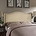 Modway Curl Linen Fabric Upholstered Queen Headboard with Nailhead Trim and Curved Shape in Café
