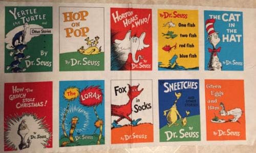 Dr. Seuss Celebrate Seuss Book Blocks 24'' Panel Adventure Fabric