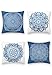 SUMGAR Niebiesko-białe poszewki na poduszki, indyjskie poszewki na poduszkę, w stylu boho, kwadratowe poszewki na poduszki, dekoracyjne poszewki na poduszki, do salonu, na sofę, łóżko, do samochodu, z niewidocznym zamkiem błyskawicznym, 45 x 45 cm, zestaw 4 sztuk