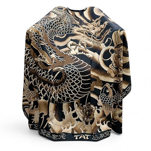 Capa Profesional para Barbero Impermeable con Diseño Dragón Japonés miniatura 1