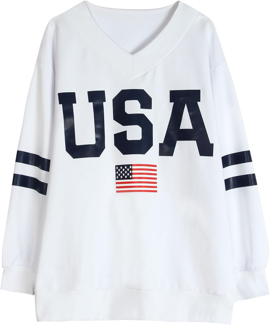 Alsol Lamesa Womens American Flag Sweatshirts Long Sleeve V Neck Loose 4th of July Outfits Flag Tops - Image 8