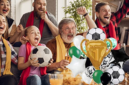 Sanad 16 Pcs - Soccer Balloons For Birthday Decorations | Ball Games Day Party Supplies Kids And Sports Themed Green, Black, White, Gold Sb #TOP3