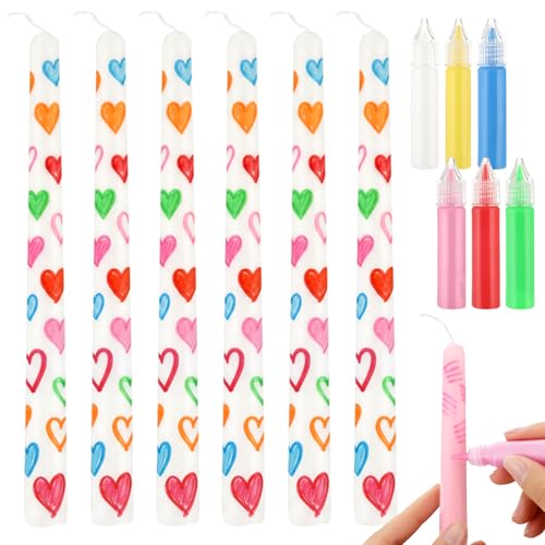 Lounsweer 12 Pcs Valentine DIY Candle Painting Kit Bulk 6