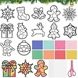 srclo Basteln Weihnachten Kinder, 12 Stück Fensterbilder Bastelset, DIY Bastelvorlagen für Kinder – Ideal als Winterliche Fenster- und Raumdekoration Geschenk