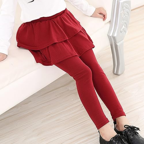 Baby Kids Girls Ruffle Skirts Leggings Tights Toddler Footless Cotton Solid Color Stretch Yoga Ballet Wearing3