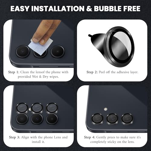 Image of FIRST MART Black Camera Ring Guard Protector for Samsung Galaxy A35 and Samsung A55 | Tempered Glass with Metal Alloy Rings, HD Clear, Scratch Resistant, Case-Friendly | Pack of 1