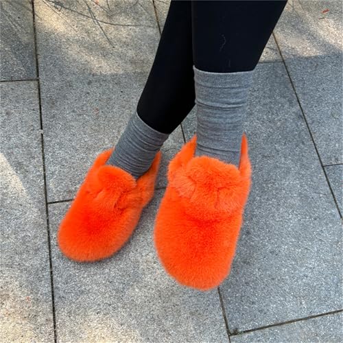 Womens Winter Slippers Sandals Plush Faux Fur Fluffy Flats Slippers Warm Slide Shoes Beige3