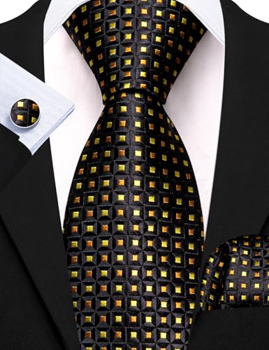 Image of Barry.Wang Men 6PCS Tie Silk Gift Necktie Clip Woven Tie Sets Party