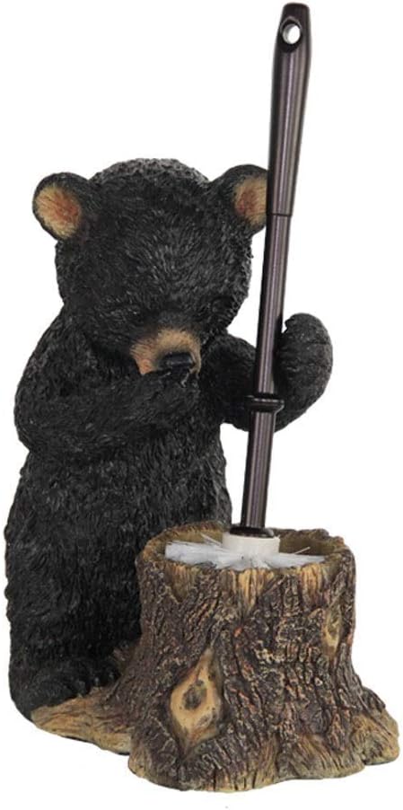 SPOUR Toilet Brush Holder Humor and Funny Animal Bear Toilet Brush Resin Base, Long Handle Cleaning Toilet Brush, Deep Cleaning Toilet Brus,Toilet Brush with Holder