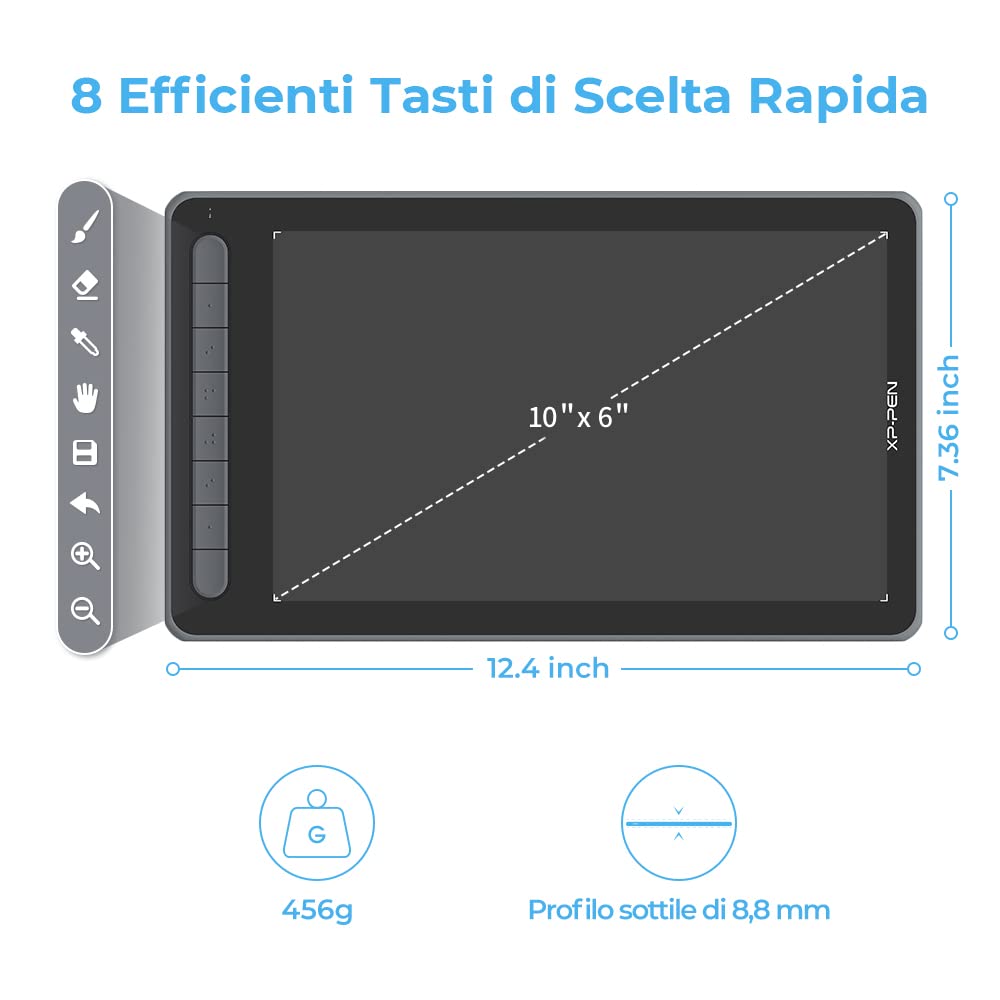 XP-PEN Deco LW Tavoletta grafica Bluetooth, 10"x6" Wireless con X3 Smart Chip, 60° Tilt con penna senza batteria (Nero)