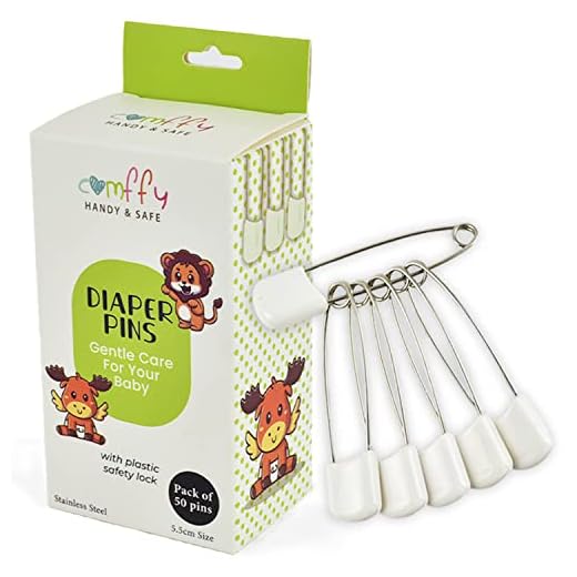Comffy 50 PCS Diaper Pins - Stainless Steel Pins with Plastic Safety Lock, Large Nappy Pins with White Plastic Heads, 5.5cm x 1.1cm - Safety Pins for Baby Cloth Diapers