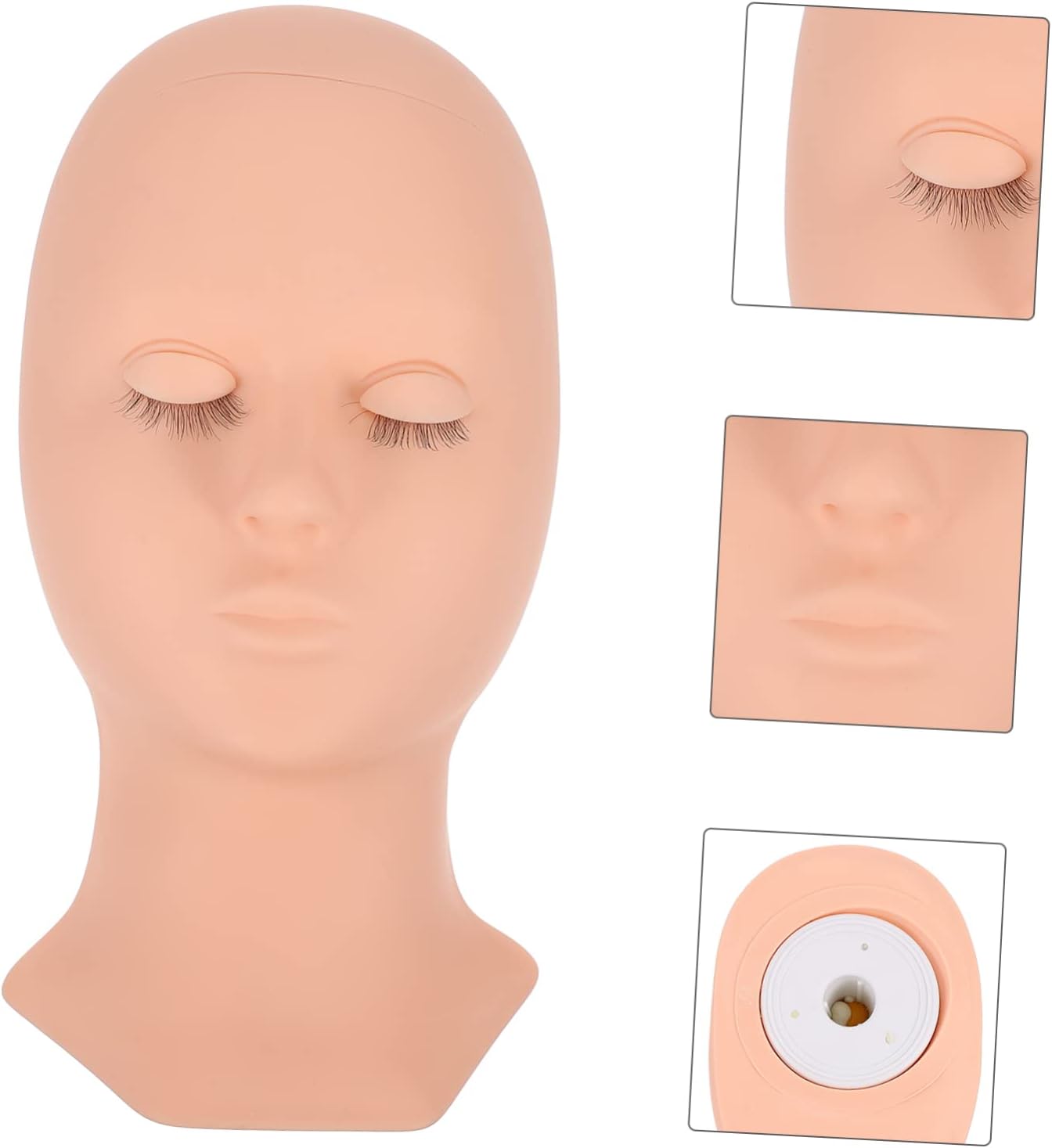 DOITOOL 2pcs Eyelash Extension Practice Head Mold Mannequin Head Hair Extensions Training Tool Realistic Skin Texture