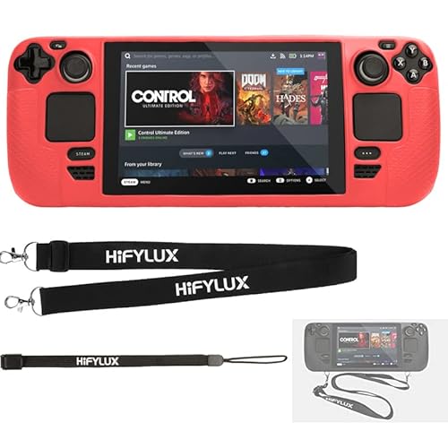 Honbobo Steam Deck �Q�[���@ �Ή� �ی�P�[�X/�V���R���P�[�X + �X�g���b�v + �n���h�X�g���b�v (Red)