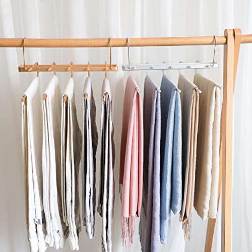 Pants Hangers Space Saving,Closet Hangers 5 Layers 2 Uses Multi Functional Pants Rack,Metal Heavy Duty Wardrobe Organizer Racks For Clothes Trousers Scarves Ties (Gold) #TOP2