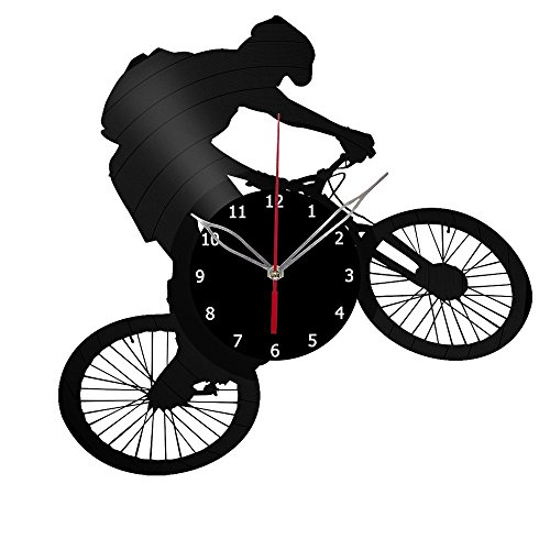 ForLovedGifts Bicycle Vinyl Record Wall Clock Fan Art Handmade Decor Unique Decorative Vinyl