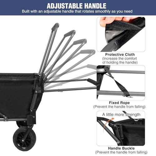 REDCAMP Hundewagen faltbar mit ausziehbarem Heck | 136 kg Tragkraft Für große Hunde| All-Terrain Räder mit Bremsen | Für Camping Garten Outdoor | Hochwertiges 600D Oxford-Gewebe