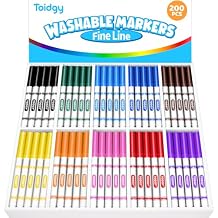 Toidgy 200 PCS Washable Markers for Kids, Colored Markers Bulk for School, Thin Marker Set in 10 Assorting Colors, Fine Line Marker with Conical Tip, Back to School Supplies, Classroom Must Haves
