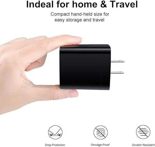 Miniatura 7 de Mutilple - Cargador de pared de puerto, paquete de 2 adaptadores de carga Sicodo de 4.8 amperios, estación de carga rápida, enchufe de bloque de