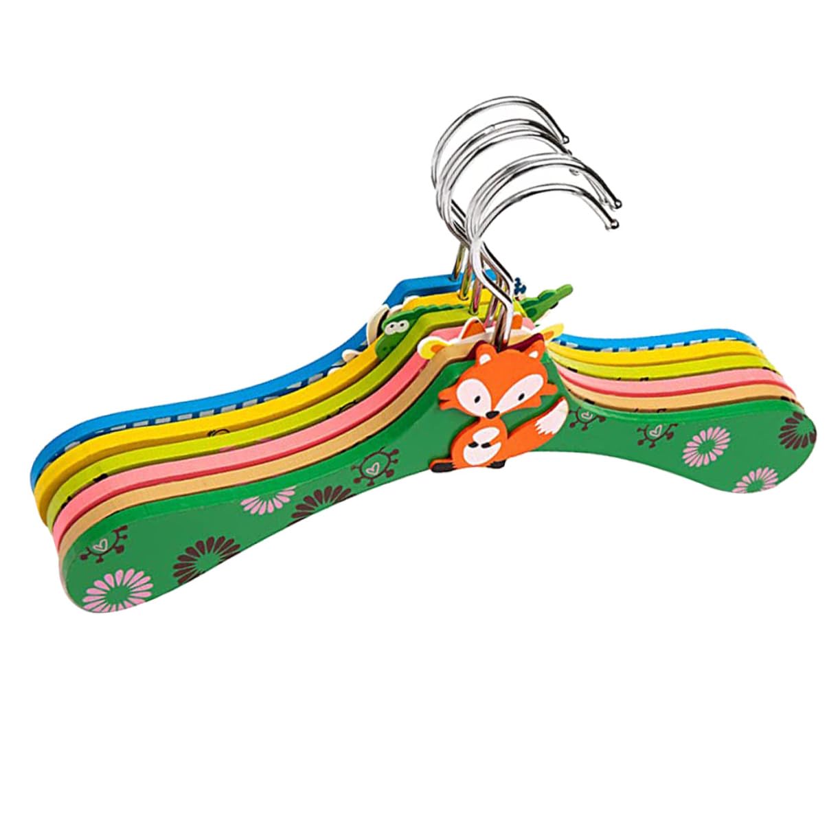 LALADEFIEE 6pcs Boys and Girls Cloth Hanger Coat Hanger Cartoon Rack Holder Wooden Organizer for Girls Boys Design Random Colors