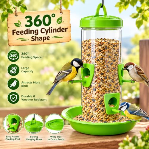 Image of FORREVER Bird Feeder - Hanging Bird Feeder for Balcony, Garden & Outdoor Use (Water & Food Feeder Combo)