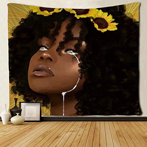 SARA NELL Black Art Tapestry Wall Tapestry Black Girl Afro Girl African American