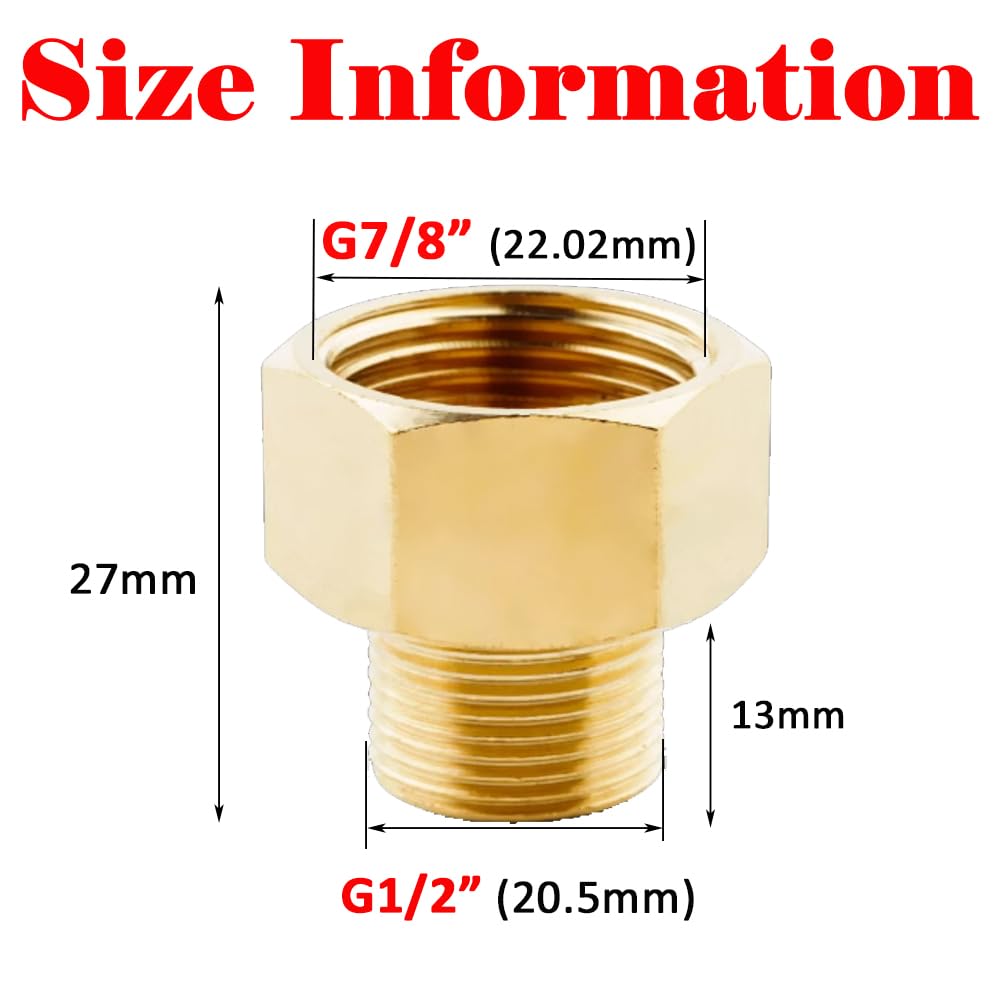 HATOOLHA Toilet Fill Valve Pipe Adapter, 7/8" Female Thread to 1/2" Male Thread, Bidet Hose Fitting Pipe Adapter Connection (Copper) - Image 2