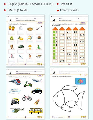 Image of Woodsnipe Activity Worksheets for Preschool |Nursery, LKG |Ages 2-4|English, Maths, EVS and Creativity | Fine Motor Skills | Engaging Illustrations |Fun Games, Brain Puzzles |Homeschooling