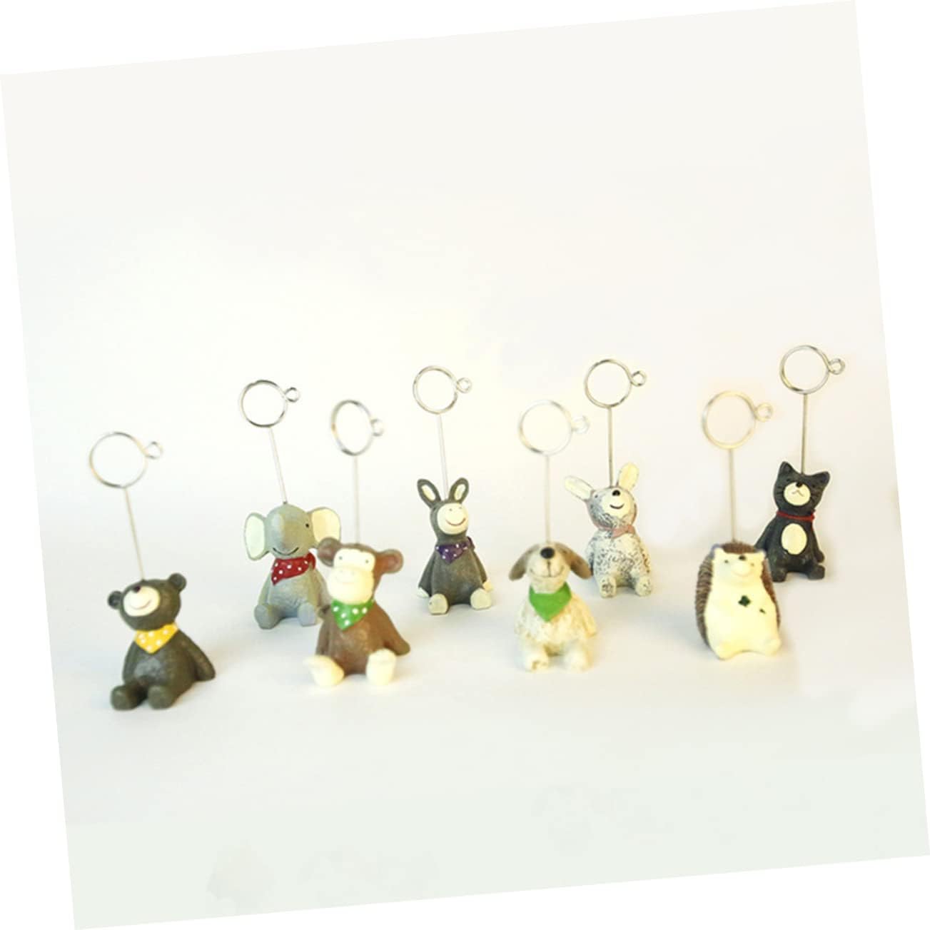 6pc Vintage Resin Small Animal Desktop Message Folder Desk Decor Paperclip Holders Wedding Table Decorations Photo Holder Memo Note Cards for Party