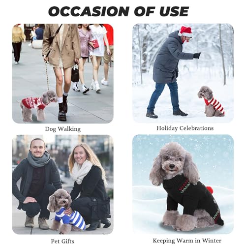FANSU Hundepullover Kleine Hunde, Gestreifte Strickjacke Hunde Pullover Waschbar Hundepulli, Strick Pullover Hunde Shirt Wärme Hunde Pullis Strickpullover für Corgi Dackel (S,Schwarz Weiß)