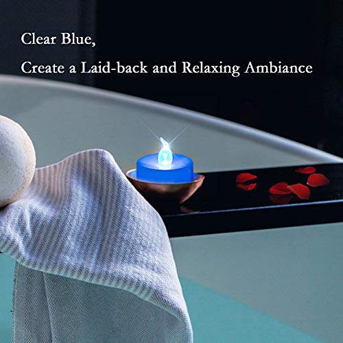 Homemory Led Tea Lights Candles Bulk, Set Of 24 Battery Tea Lights, Long-Lasting Battery Operated Blue Tea Lights, White Base, Batteries Included #TOP4