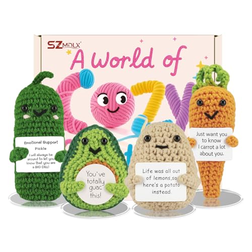 SZMDLX Christmas Gift Set Crochet Kit Handcrafted Emotional Support Vegetables Gift Set with Card for Home Office Desk Decor Present for Loved Ones