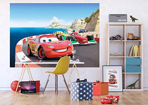 Disney Cars | Papier peint photo pour chambre d'enfant | 252 x 182 cm | 4 pièces | Lightning McQueen