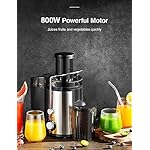 Qcen Juicer Machine, 800W Centrifugal Juicer Extractor with Wide Mouth 3” Feed Chute for Fruit Vegetable, Easy to Clean, Stainless Steel, BPA-free (Black) - Image 5