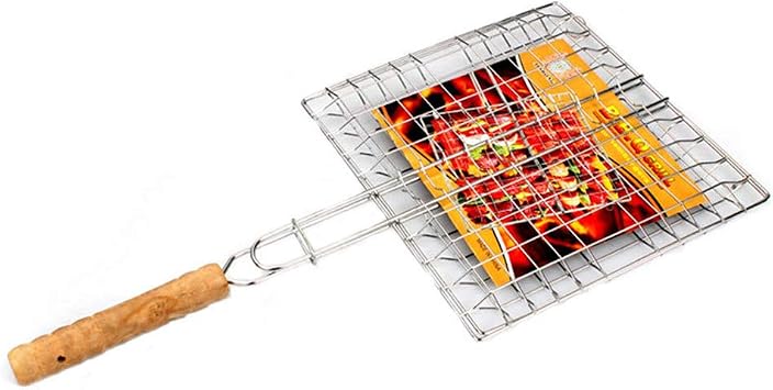 Barbeque Grill Basket, Portable BBQ Grilling Baskets with Long Handle, Stainless Steel Grilling Basket for Fish Vegetables Steak Shrimp Chops Outdoor Grill Tool Accessories