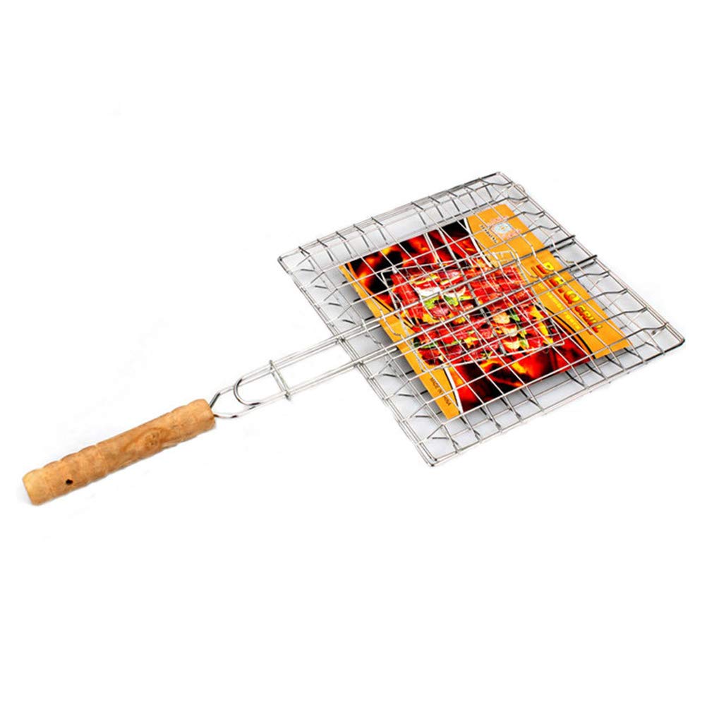 OdowalkerBarbeque Basket, Portable BBQ Grilling Basket with Long Handle, Grilling Basket Stainless Steel for Fish Vegetables Steak Shrimp Chops Outdoor Grill Tool (liangge)