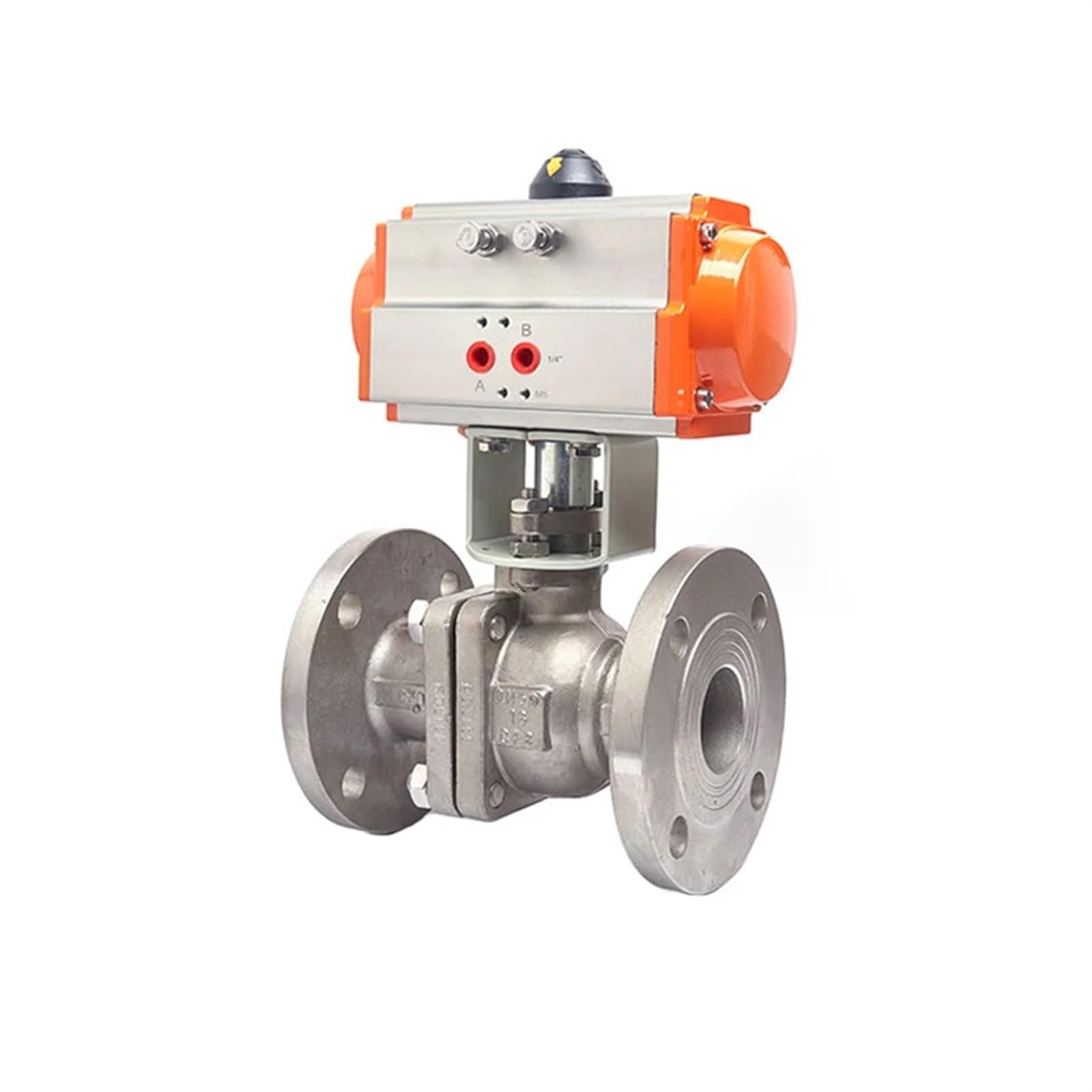 Valvola a sfera flangiata pneumatica inox DE alta temp chiusura rapida