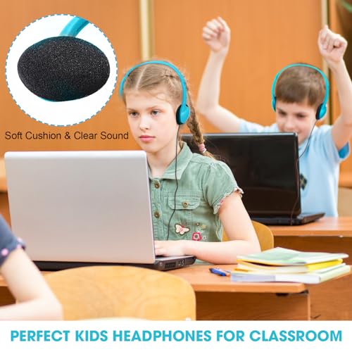 Image of Konohan 30 Pack Headphones Bulk Headphone for School Classroom Student Wired Headphones Adjustable with 3.5 mm Jack for Adults (Sky Blue)