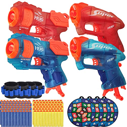 4 Packs Toy Gun for Nerf Guns w/ Nerf Bullets, SupAI for Nerf Pistol w
