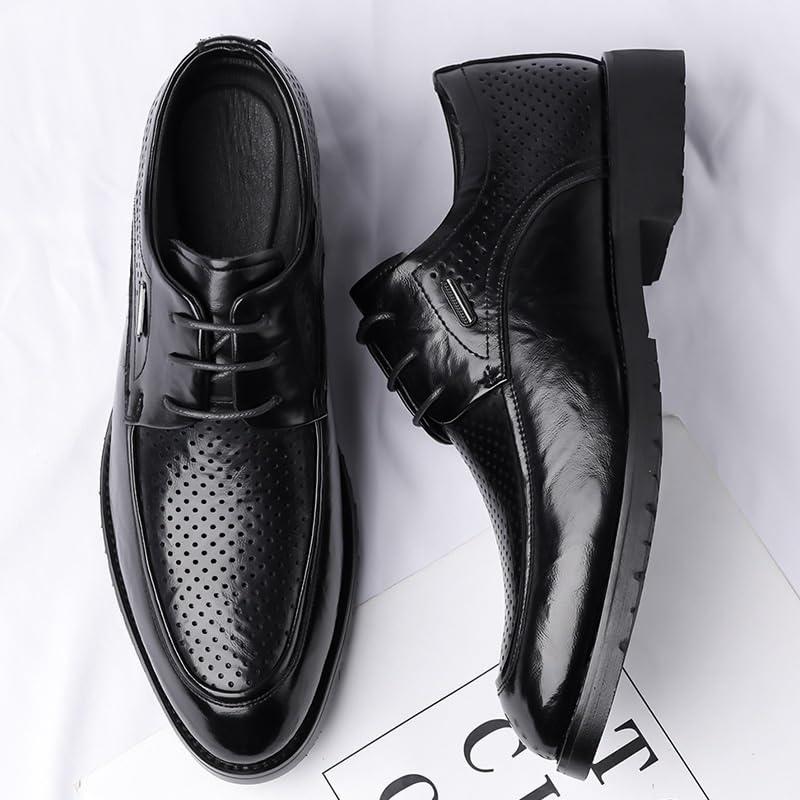 Oxford Lace-Up Casual Retro Breathable Hollowing Fashion Business Formal Derby Men's Dress Shoes for Office and Casual3