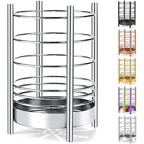 HOMQUEN Kitchen Utensil Holder for Kitchen Counter, Stainless Steel Utensil Crocks, Utensil Storage Caddy Organizer, Cooking Utensil Holder, kitchen tools, Easy Cleaning (Silver/7.4''x5.2'') Cover