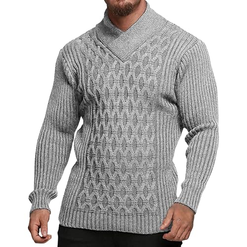Mens Shawl Pullover Diamond Sweaters Trendy Shawl Diamond Knit Sweater Stylish Knitwear Lightweight Jumper
