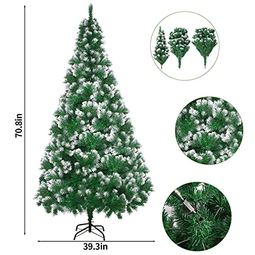 LOKIPA-Artificial-Christmas-Tree-6-feet-Snow-Flocked-Christmas-Tree-with-900-Spray-White-Tips-and-Christmas-Tree-Metal-Stand