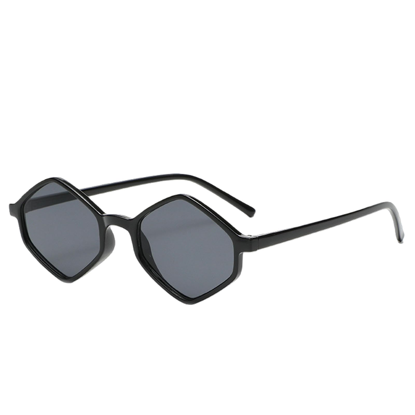 Gyios sunglasses Rhombus Frame Men Women Polygonal Small Irregular Sun Glasses Vintage Personality Shades Goggles-black Black-grey Lens