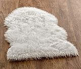 Chanasya Super Soft Faux Fur Fake Sheepskin White Sofa Couch Stool Casper Vanity Chair Cover Rug/Solid Shaggy Area Rugs for Living Bedroom Floor - Off White 2ftx3ft